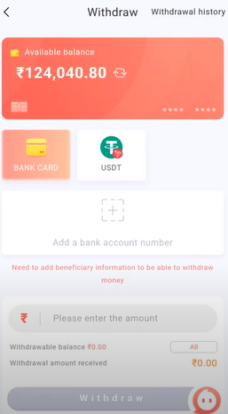 Withdraw Cash in 91club App